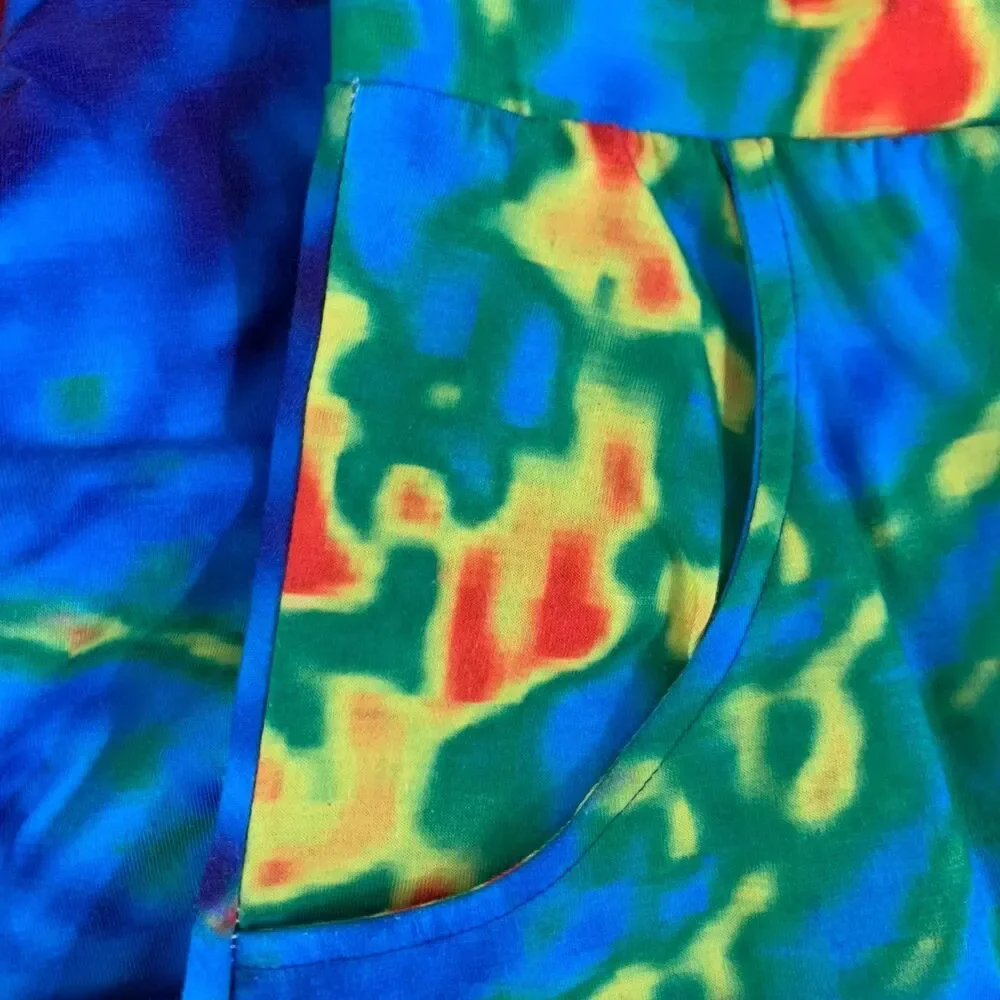Svaha A-Line Tie Dye Heat Map Abstract Print Pull On Maxi Skirt Size M Pockets